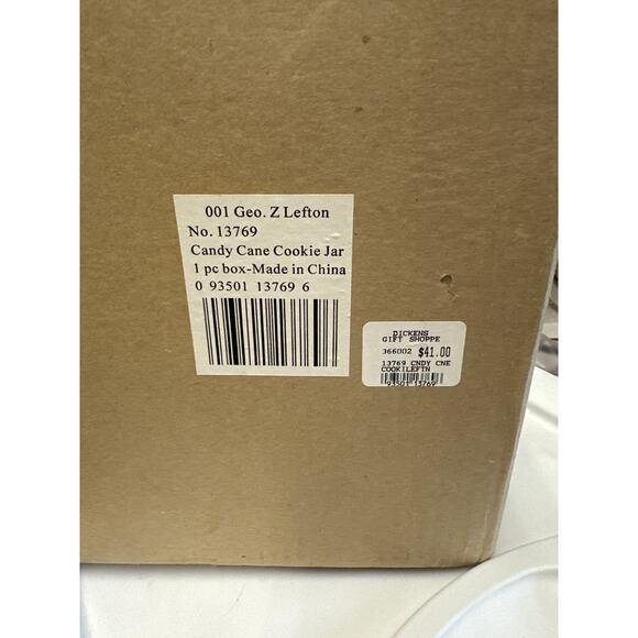 EXTREMELY RARE NEW Geo. Z Lefton Candy Cane Cookie Jar Original Box Iridescent - Picture 9 of 10